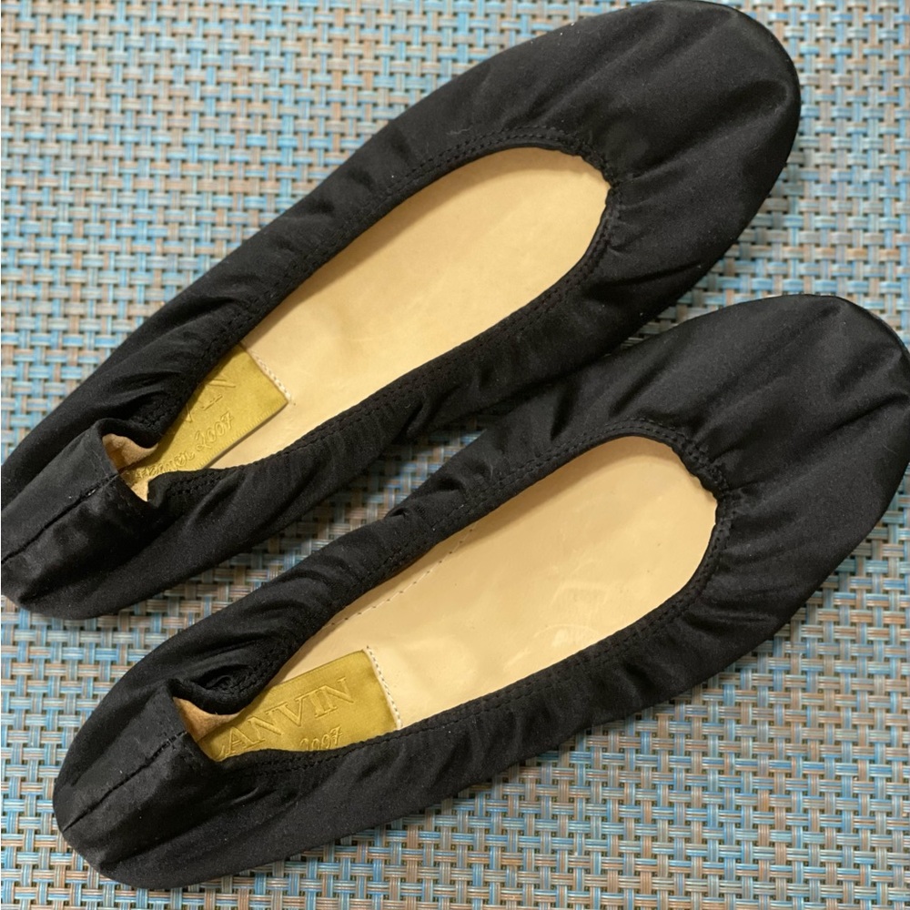 Lanvin leather ballerina flats - black